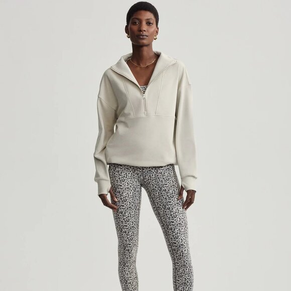 Varly Timberley Half-Zip Midlayer Women's Cement Ivory Marl Size S Drop Shoulder - Picture 4 of 13